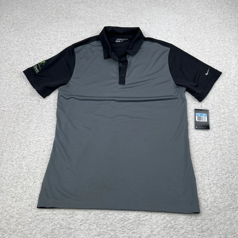 Nike Golf Dri-FIT Polo Shirt M Table Mountain Fresno‎ Gray Black Colorblock NWT
